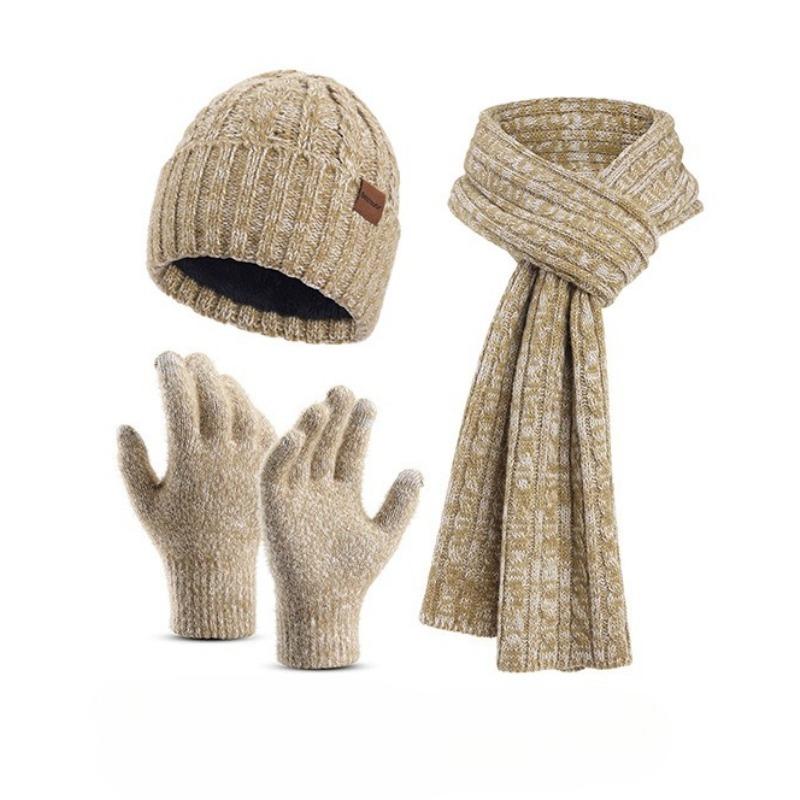 Christmas Hat, Scarf, Gloves, Water Cup Four-piece Set, Winter Velvet Warm Knitted Hat, New Year's Gift Box.