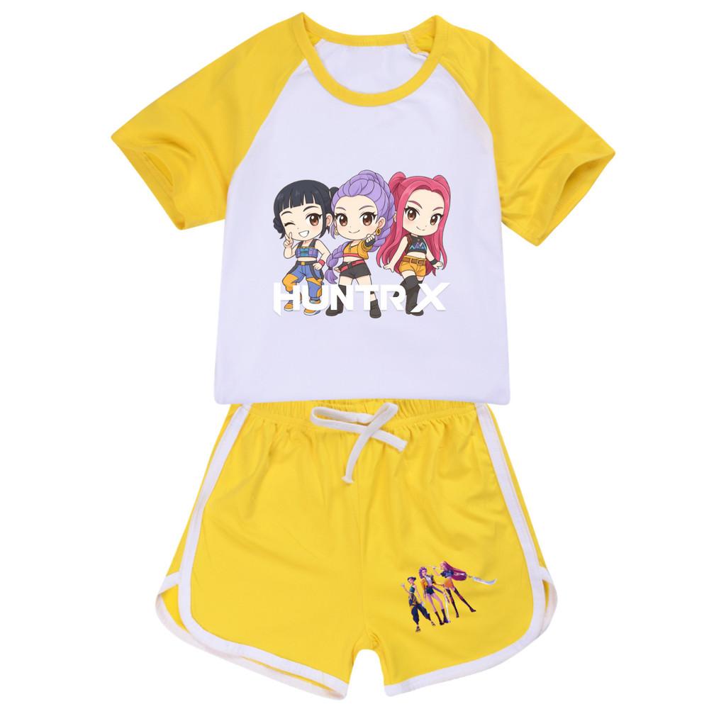 5015 Kids Girls POP Rumi Zoey Mira Print T-shirt Shorts Sport Tracksuit Clothes Set