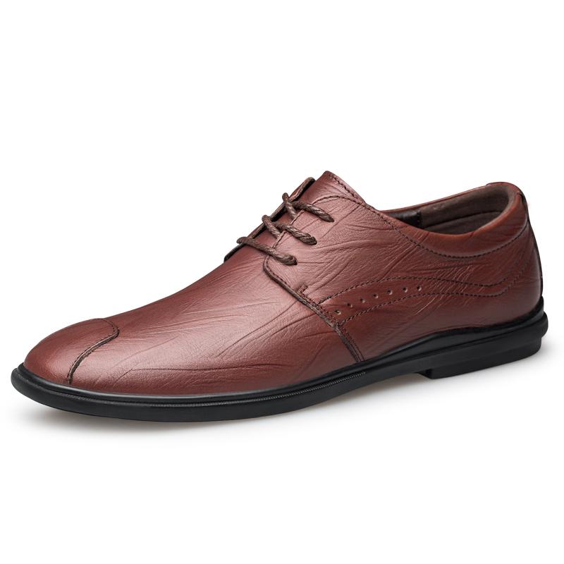 Fashion Genuine Leather Men's Business Casual Shoes Lace Up Walking Shoes Male Comfortable Office Footwear All-match Male Oxfords Flats
