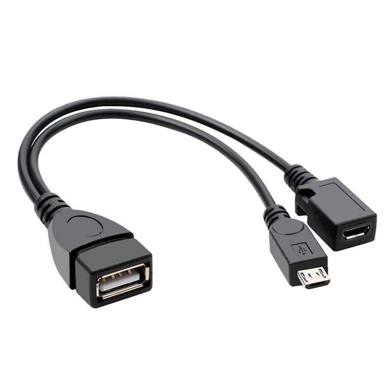 FONKEN 2 в 1 OTG хост-кабель Micro USB с блоком питания Y-разветвитель USB-адаптер к микро-5-контактному кабелю «папа-мама»