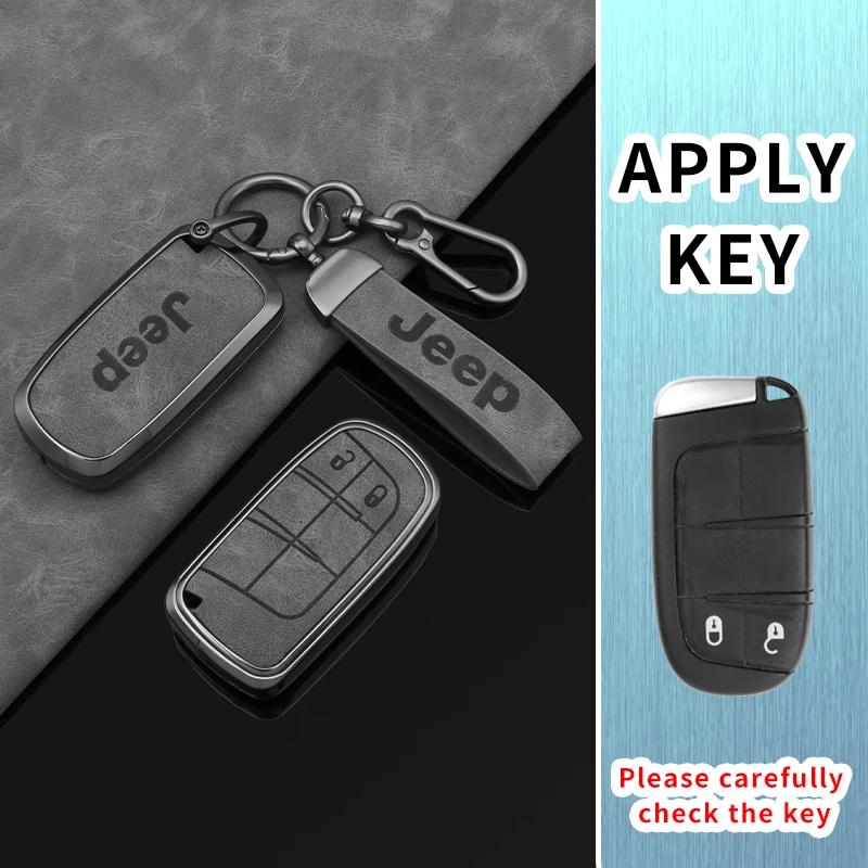 For Jeep Zinc Alloy Leather Car Key Case Cover Shell For Jeep Renegade Wrangler Patriot Grand Cherokee WK2 KL Compass Liberty