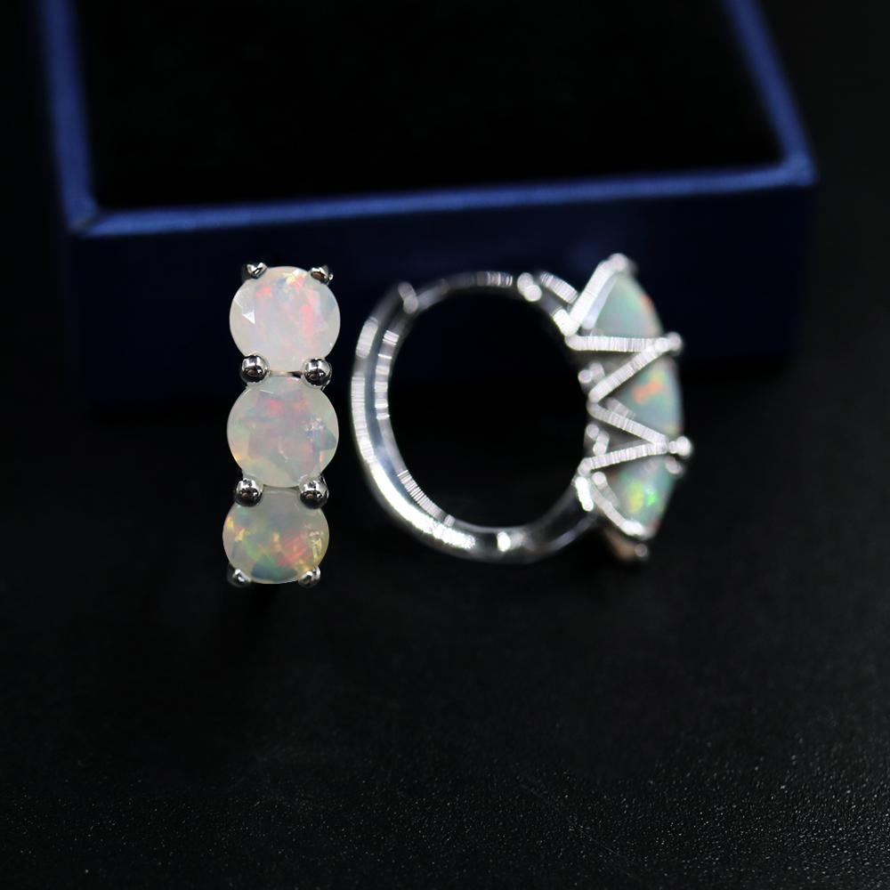 Простые элегантные серьги-клипсы с опаловой застежкой, круглые 6 мм, 3,5 карата, с натуральным драгоценным камнем, изящные ювелирные изделия для женщин, мамы, хороший подарок на день рождения, вечеринку
