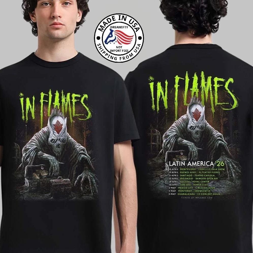 In Flames Тур по Латинской Америке 2026 Концертные Подарки для фанатов Футболка S-5XL