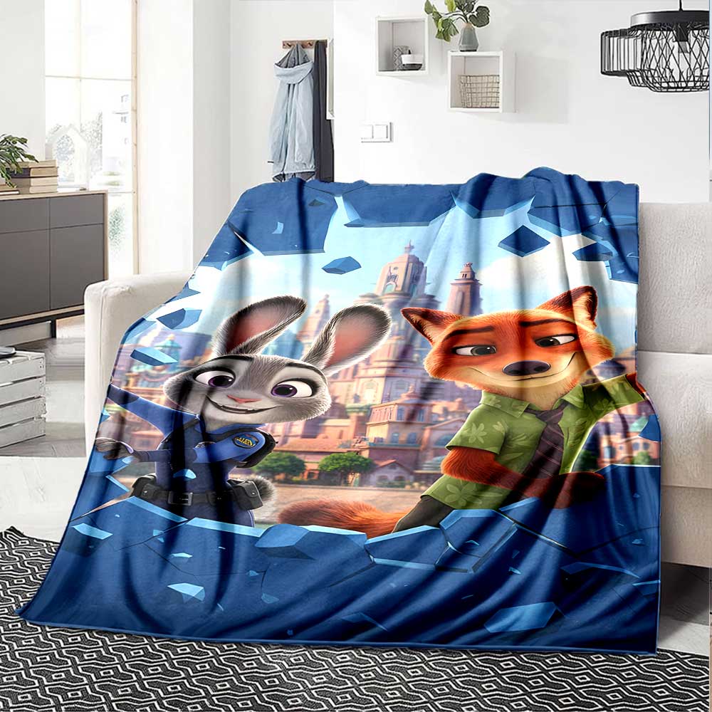 Zootopia Adventure Gift Blanket Warmthful Decor Versatile for Sofa Couch Office Bed Picnics for All Occasions Modern Style Ideal Gift Family Y25