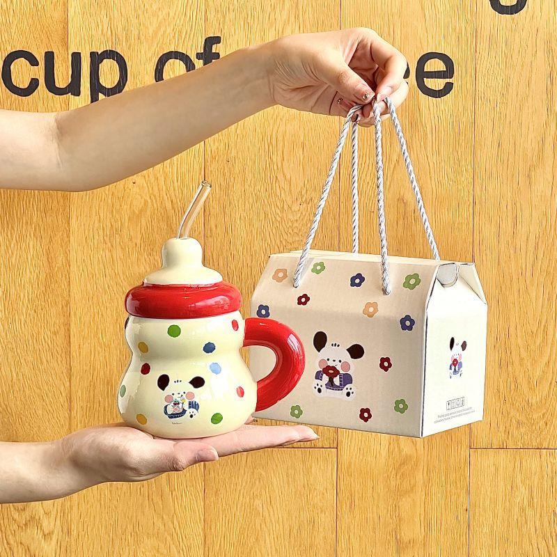 Соломенная чашка для воды милая девушка высокая ценность керамическая кружка бытовая чашка для питья подарок на день рождения