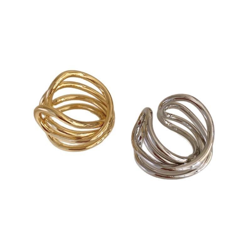 VENTFILLE 925 Sterling Silver Overlapping Ring for Women Simple Line Hollow Out Irregular Hip Hop Punk Jewelry Gift Dropshipping