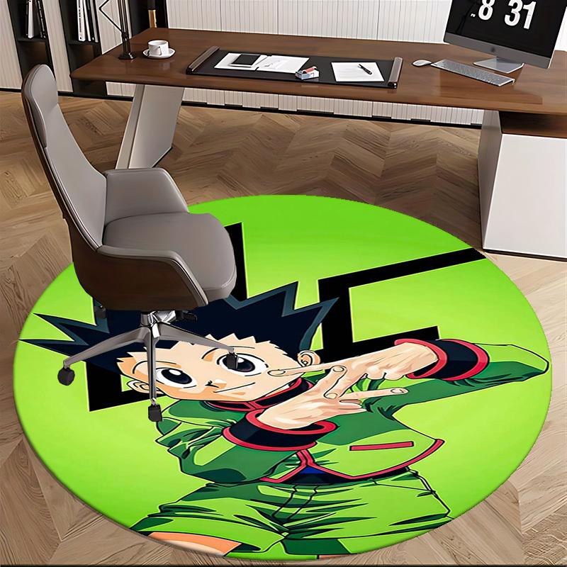 1pc Anime Cartoon Design Round Carpet Office Chair Mat, NonSlip Rug for Home Decor