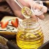 Glass Honeycomb Tank Kitchen Tools Honey Storage Container with Dipper and Lid Honey Bottle for Wedding Party Dining