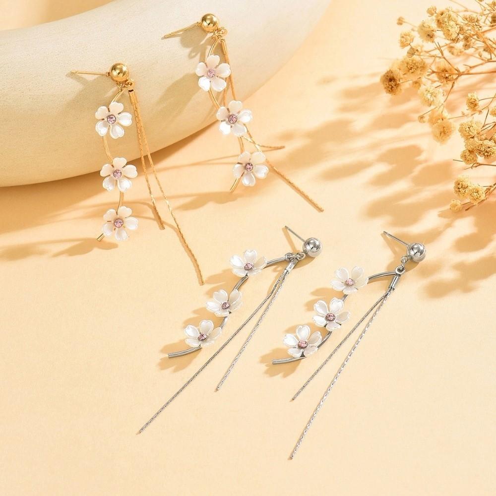 Versatile Pendant Earrings Resin Flower Earrings Elegant Fringe Hoop Earrings  Fashion Events