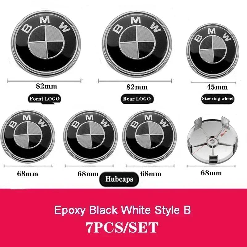 New7Pcs For BMW X3 X5 G01 G20 G30 F10 F11 F20 F01 F30 E39 E60Car Front Badge Rear Sticker Center Caps Steering Wheel Emblem T111