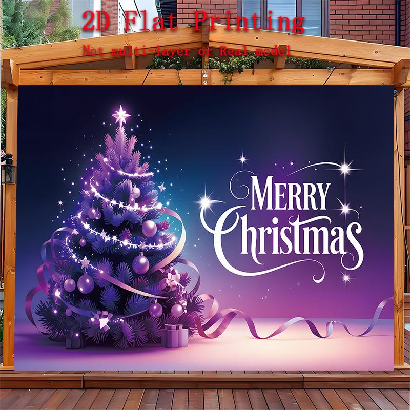 Party Backdrop Christmas Pink Purple Merry Flat Snowflake Star Festive Holiday Photo Booth Background Party Decor