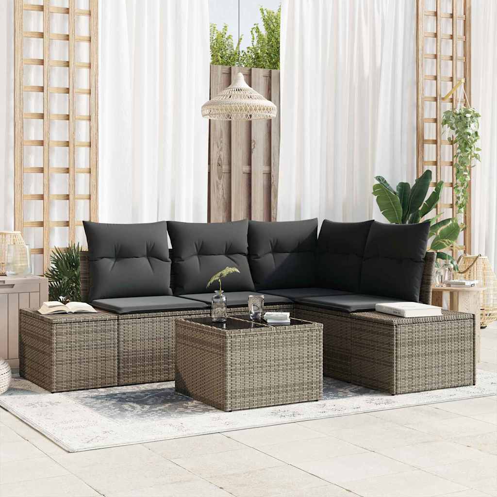 Modular Garden Sofa Set in Light Grey Poly Rattan