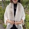 Winter Warm Shawl Knitting Thick Women's Loose Shawl with Faux Fur for Evening Dresses Wedding