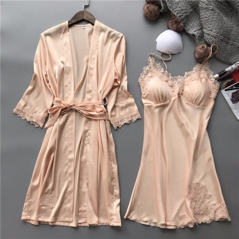 Летний сексуальный кружевной женский халат, комплект с v-образным вырезом и нагрудником, ночная рубашка, кардиган, пижамный комплект