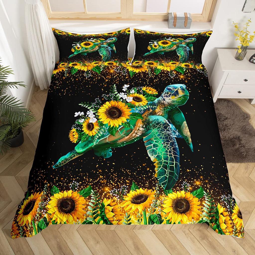 Sea Turtle Duvet Cover Underwater World Themed Marine Life Bedding Set for Women Teen Boys and Girls Gift for Bedroom Decoration