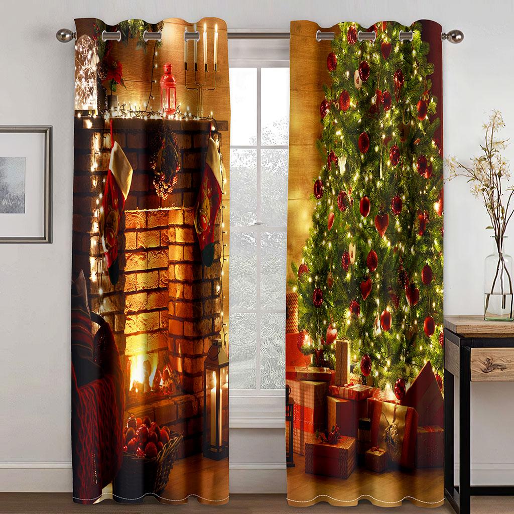 Мультфильм забавные милые с Рождеством и Новым годом детские шторы на окна для гостиной, спальни, ванной комнаты, двери, домашний декор