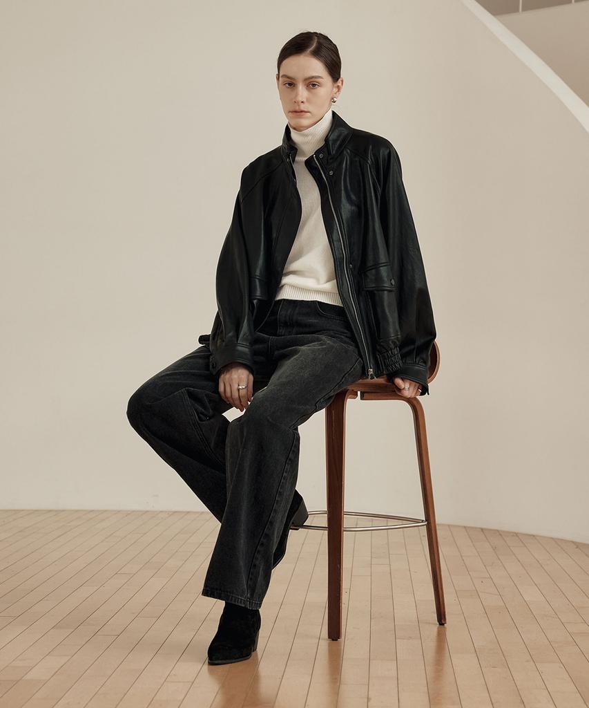 ZEROSTREET [2 Colors] Lezero Oversized Leather Jacket
