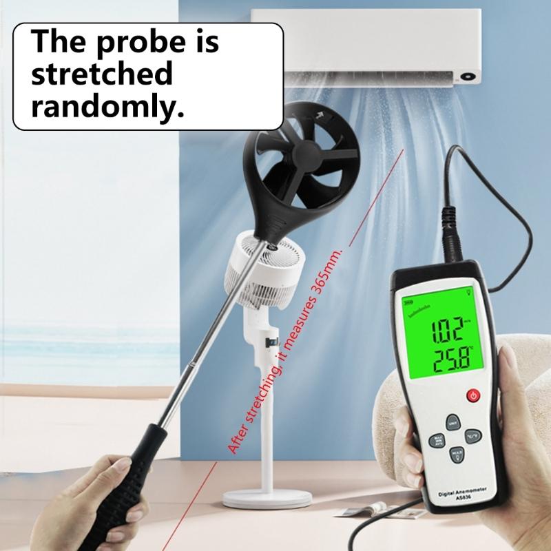 Professional Handheld Wind Gauge Meter With Wide Ranges 0.3-45m/s Precisions Anemometer For Ventilation System Testing