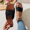 Summer new cross flat sandals simple and versatile outer wear women's slippers large size