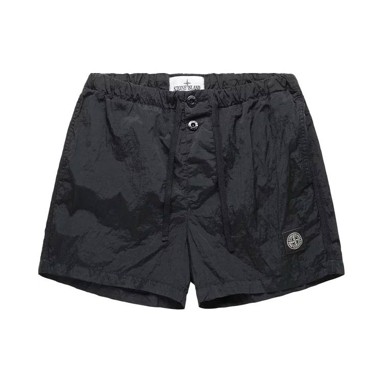 STONE ISLAND Нейлоновые металлизированные пляжные шорты черные мужские 1015B0643-A0029