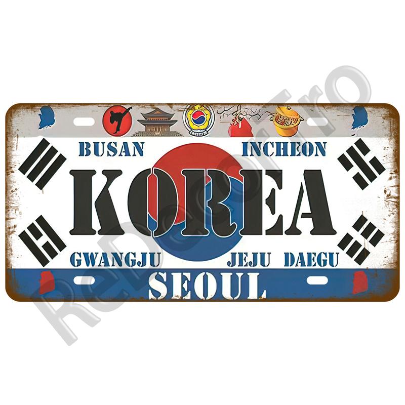 Франция Жестяная табличка Россия Испания Металлическая табличка Германия США Флаг страны Жестяная табличка для стены Домашний ресторан Ремесло Бар Декор