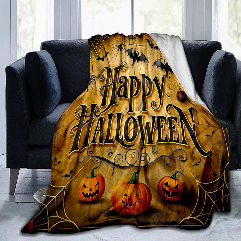 1pc Halloween Happy Day Blanket Cute Home Decor for All Seasons, Living Room, Travel, Camping, Car Blankets