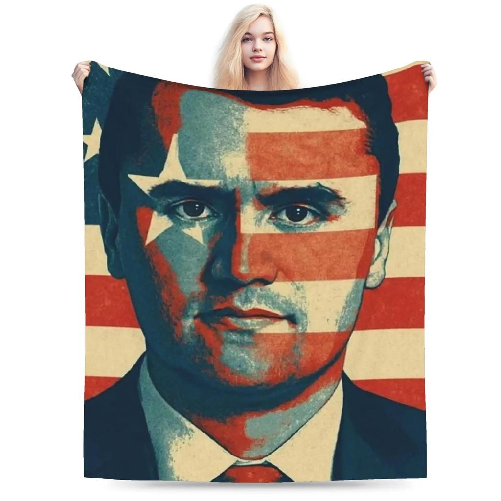 Charlie Kirk Inspired Justice for Charlie Blanket Super Soft Quality Bedding Throw for Winter Boys Couch Bed Novelty Bedspread