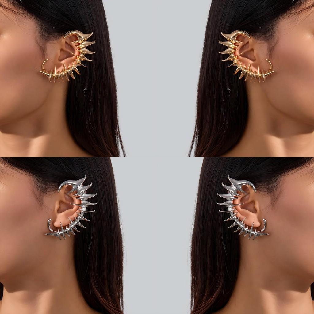 Женские серьги-кили из сплава с гальваническим покрытием в панк-стиле, без пирсинга