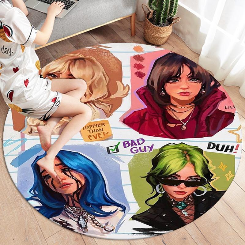 Круглый ковер Billie Eilish, Ковер для гостиной, спальни, дивана, игровой комнаты, Декор, Нескользящий коврик для пола