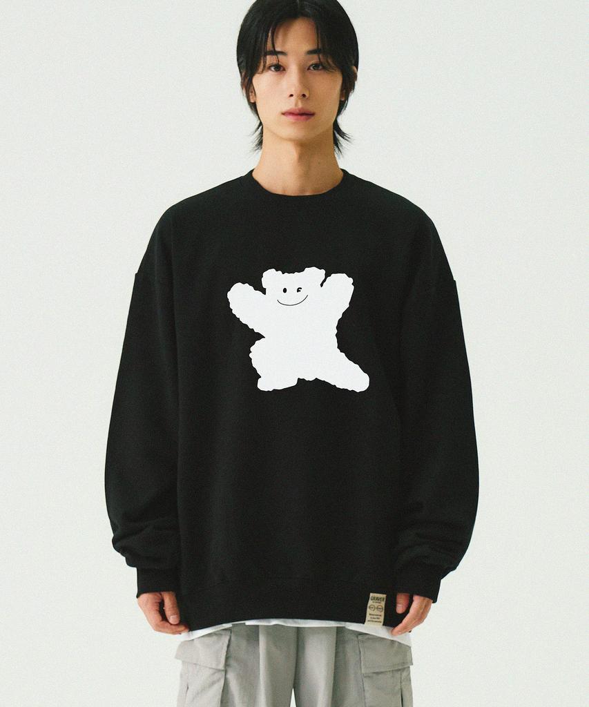 GRAVER [Unisex] Big Bear Smile Sweatshirt_Black