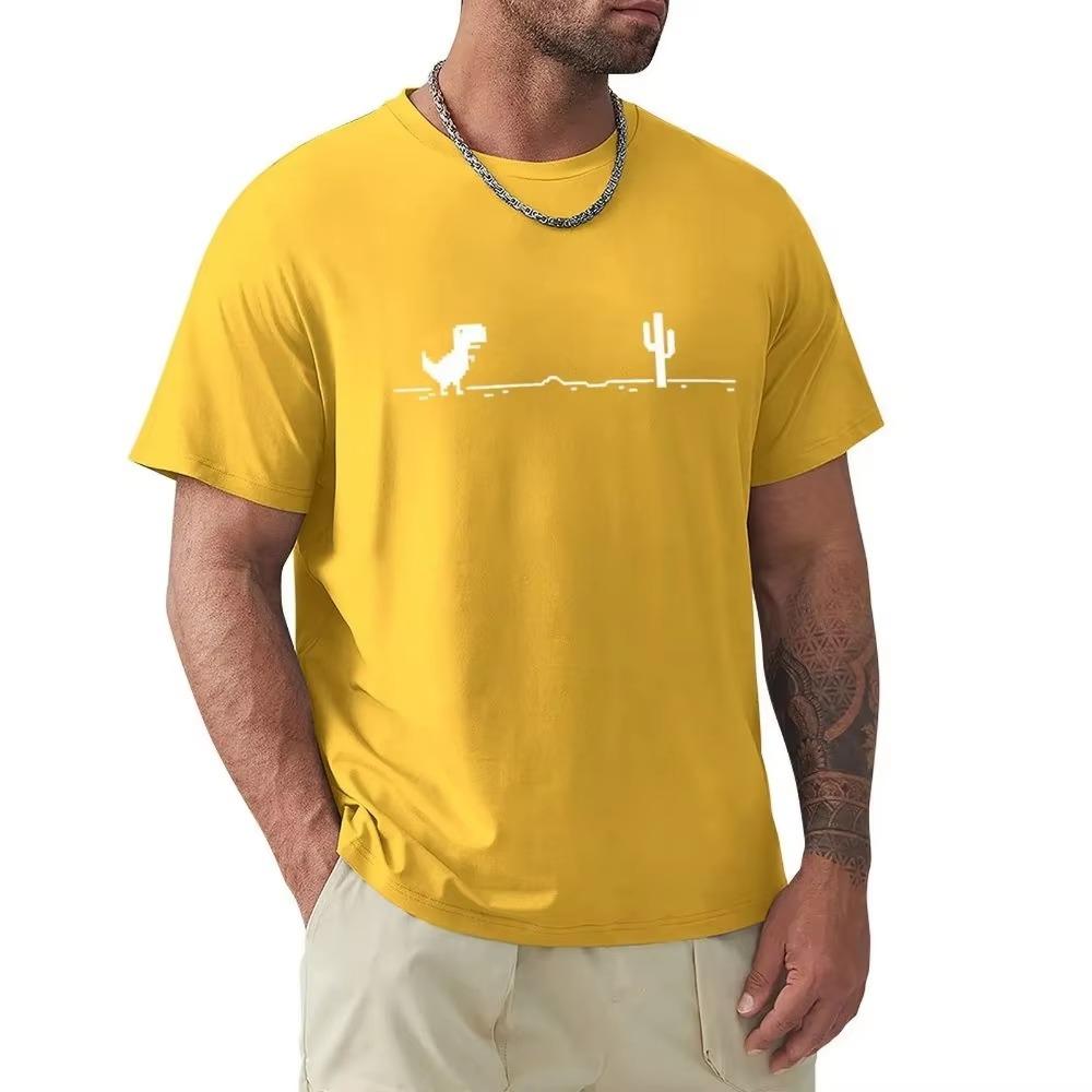 Мужские футболки с принтом динозавра кактуса, забавные топы, летняя хлопковая футболка для мужчин, повседневные футболки с круглым вырезом, уличная одежда, базовый топ