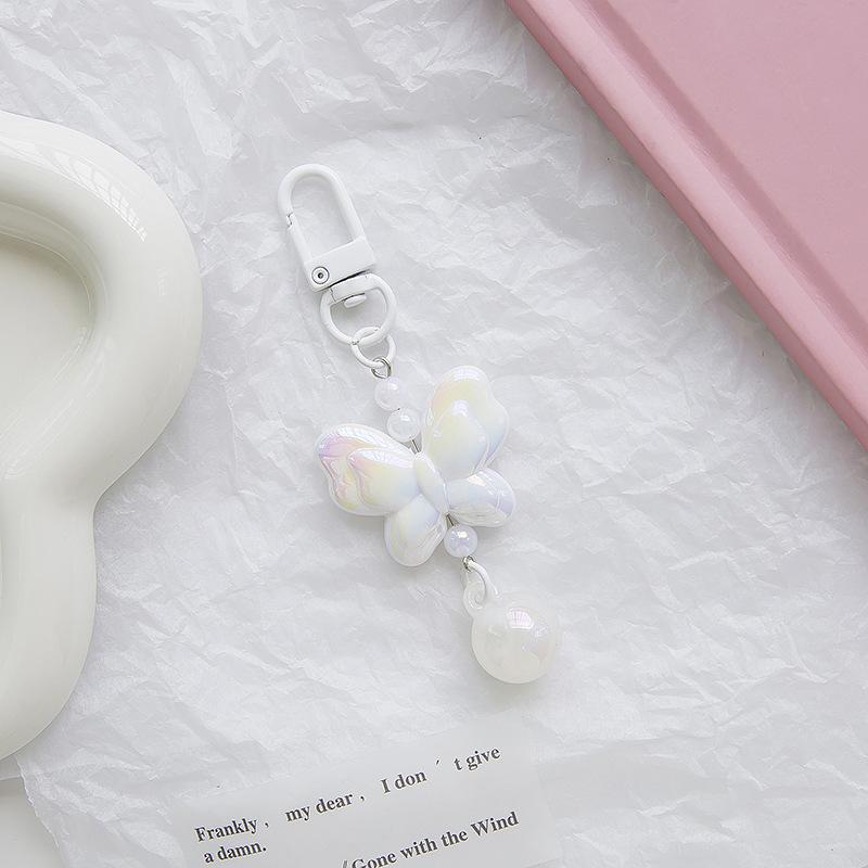 1 шт. Милый лазерный акриловый 3D брелок-бабочка с бусинами Женский косметичка Пенал Подвеска для рюкзака Каваи DIY Декор Шарм Подарки