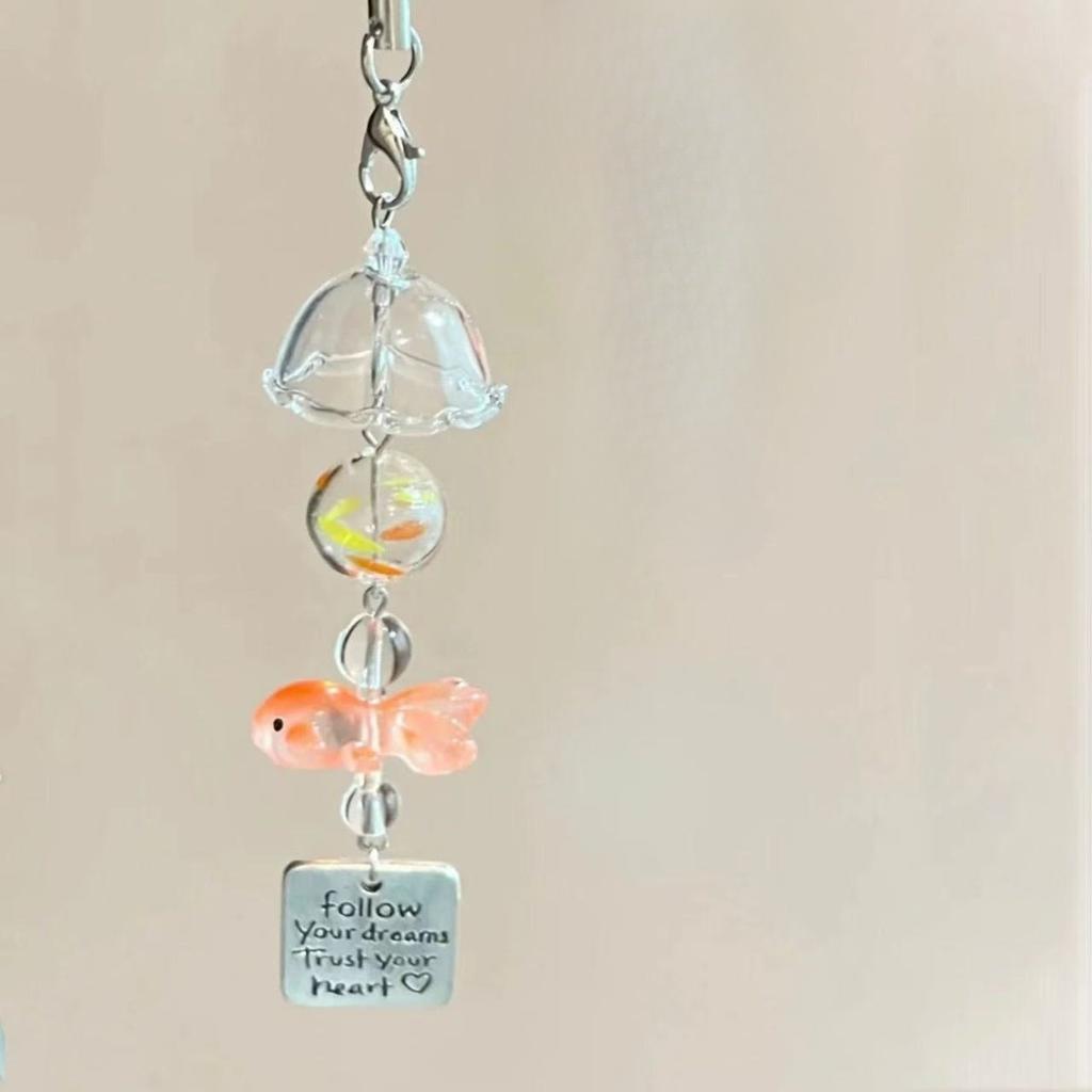 Goldfish dream handmade beaded pendant ins wind small fish wind chimes mobile phone chain ccd bag colored bead pendant