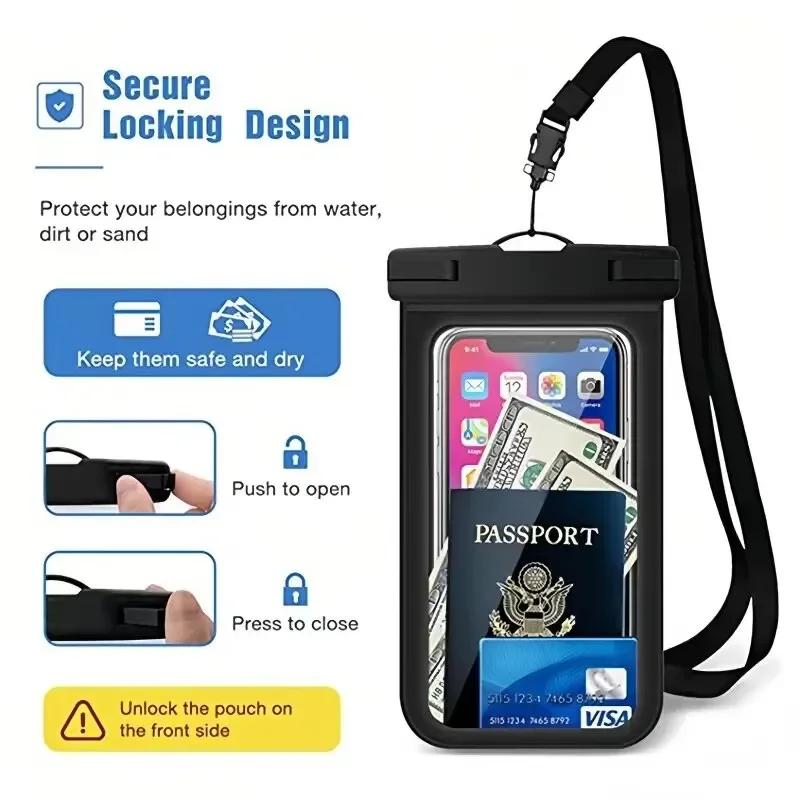 Floating Waterproof Swimming Bag Phone Case & Strap For iPhone 11 12 13 14 15 Pro Max Samsung S23 S22 Xiaomi Huawei Cover