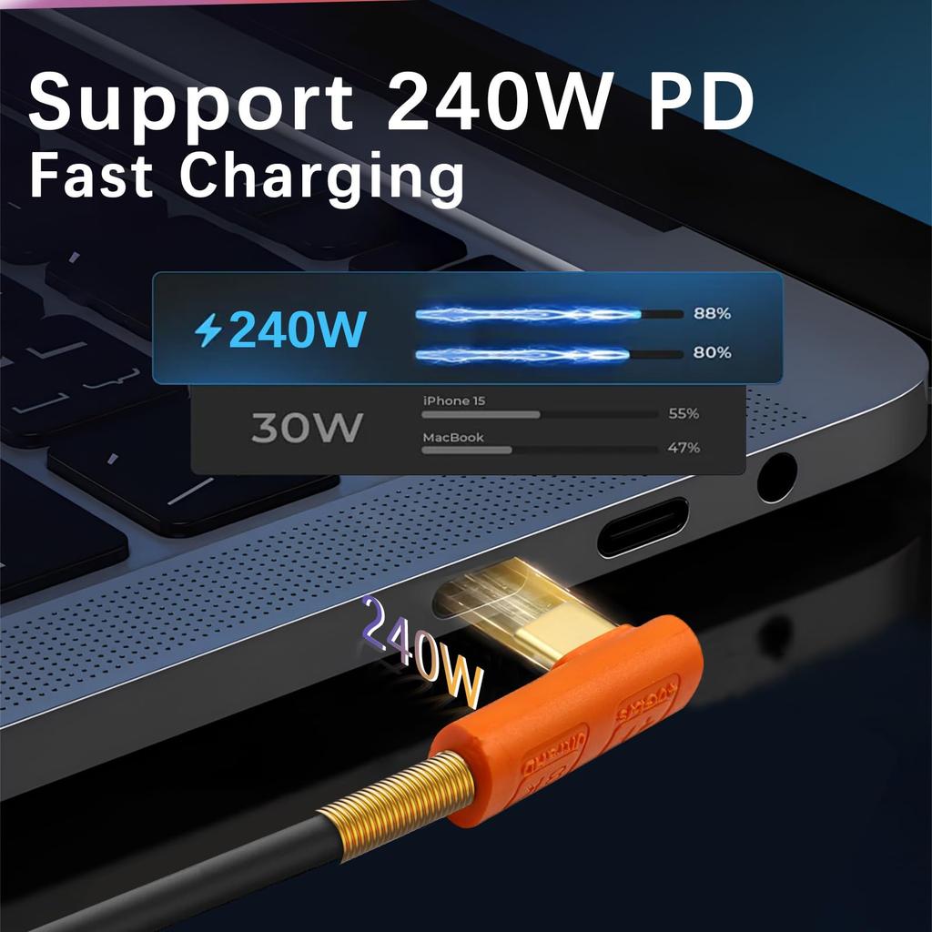 Duttek Прямоугольный USB C Силиконовый USB Type C к Thunderbolt Штекерный Конвертер для Зарядки Поддерживает Передачу Данных 40 Гбит/с 240 Вт PD Быстрая Зарядка Совместим с iPhone 15 iPad