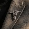 Angel Wing Brooch Pin Entwined Snake Brooch, Vintage Alloy Lapel Collar Pin, Golden Plated Men Women Jewelry Accessories for Suit Dress Coat Scarf