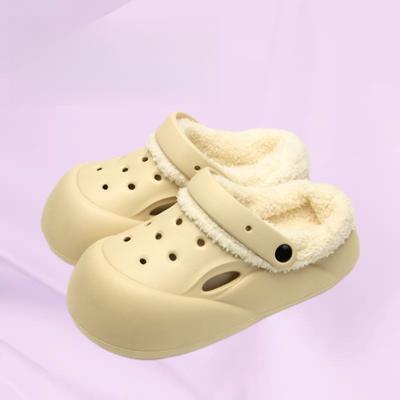 Женские хлопковые тапочки для осени и зимы, домашние нескользящие тапочки на толстой подошве из ЭВА, мягкие и теплые флисовые сабо для дома и улицы