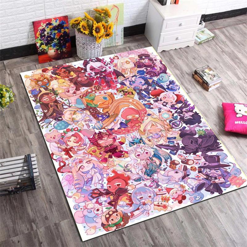 Ковер для пола Cookie Run Kingdom Circus Area Rug, Мультяшные персонажи-печеньки, Нескользящий коврик для пола