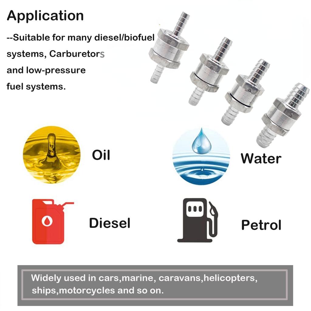 Fuel Non Return Check Valve 6/8/10/12mm Aluminium Alloy Petrol Diesel Water Fuel Line One Way for Peugeot Renault