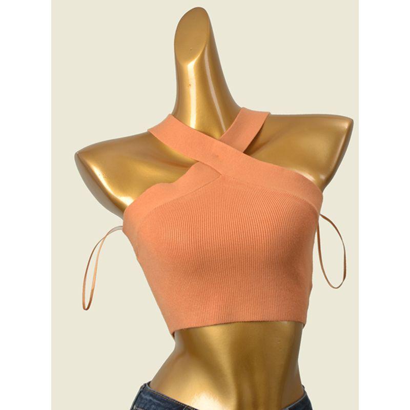 Affordable Luxury Fashion Brand Cross-Halterneck Vest Fashion Wind Sexy Sexy Short Inner Wear Knitting Base Small Sling