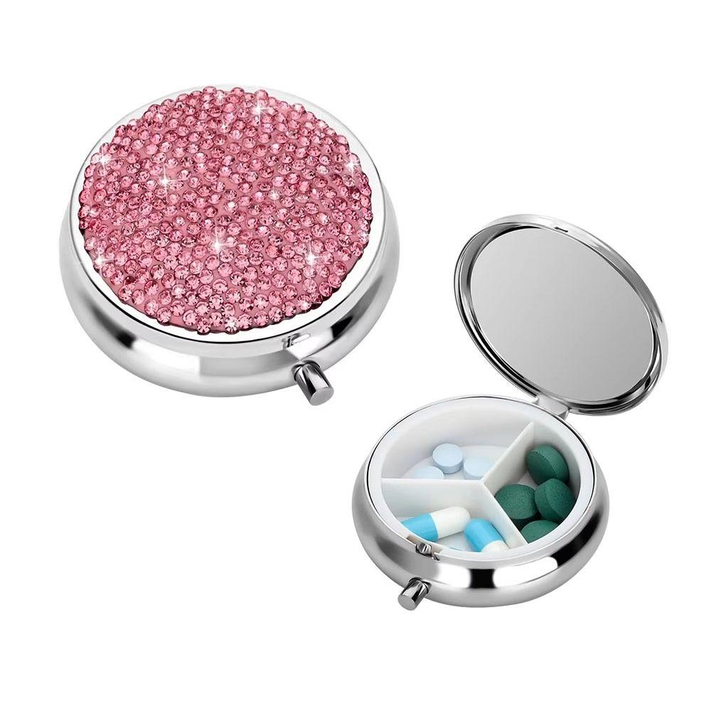 Bling Pill Tablet Container Sparkling Rhinestone Pill Storage Box Elegant Pill Case Container Home