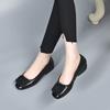 Women Pumps Med Heel Square Toe Pumps Office Lady Leather Shoes Soft Soles Slip On Shoes