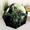 1pc Wolf Moon Compact Travel Umbrella, Automatic Folding Lightweight Windproof 8-Bone Reinforced Design, 012147