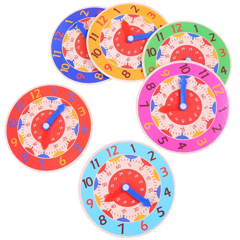 Children Montessori Wooden Clock Toys Hour Minute Second Cognition Clocks