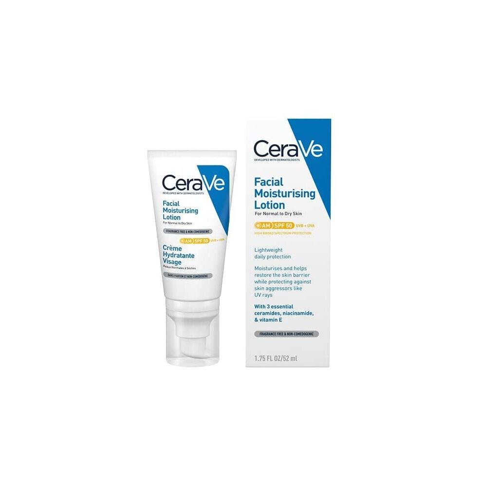  AM Facial Moisturising Lotion SPF50 with Ceramides & Vitamin E for Normal to Dry Skin 52ml