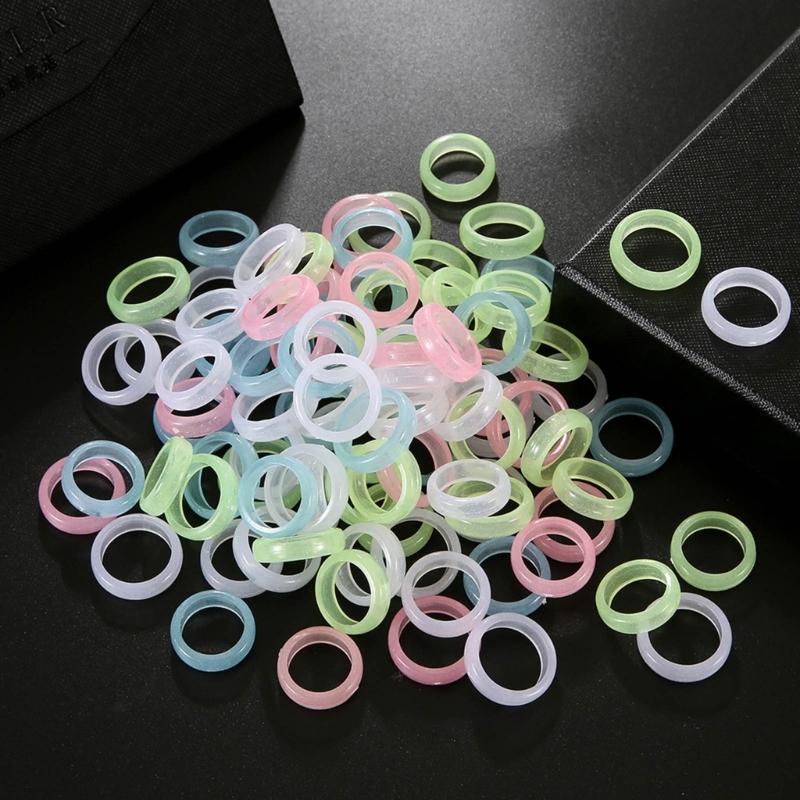 10 Pcs Fashion Resin Luminous Ring Rings Minimalist Aesthetic Finger Rings Simple Candy Color Stackable Ring Jewelry