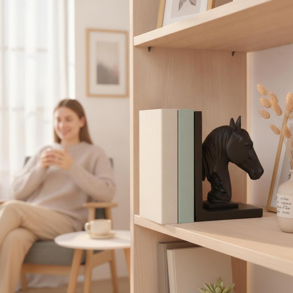 Книжные подставки в виде лошадиных голов, вылепленные, с Г-образными основаниями, прочные, для стола, кабинета