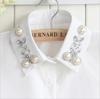 Женская мода Kraagie Nep Pearls Costume Women Collar False Faux Cols Fake Collar Stays Chiffon Crochet Detachable Collar Supply