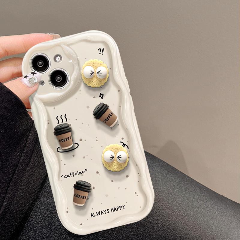 Подходит для чехла для мобильного телефона Apple 14promax IPhone 15/13 Кофейный брикет Трехмерная кукла 12mini Силикон 7
