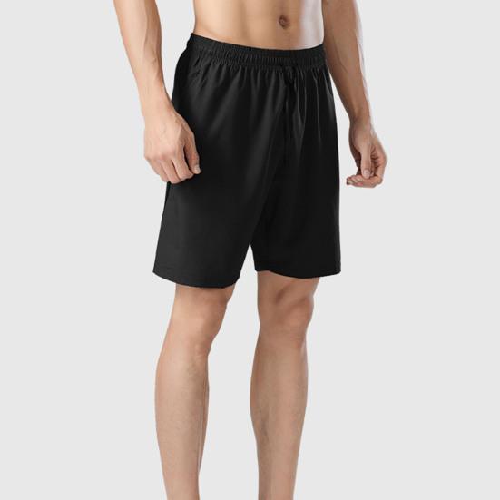 Мужские шорты средней посадки с эластичной талией, регулируемые повседневные шорты на шнурке с карманами, однотонные пляжные шорты для путешествий